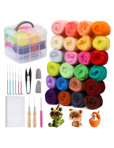 Kit de Fieltro de Aguja JUPEAN 37 Pcs 24 Colores Lana