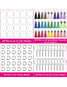 Kit de Llaveros en Blanco Acrílico Audab 120 Piezas DIY 2