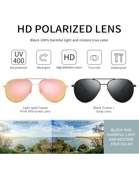 Gafas de sol aviador SUNGAIT - 2 pares polarizados ligeras