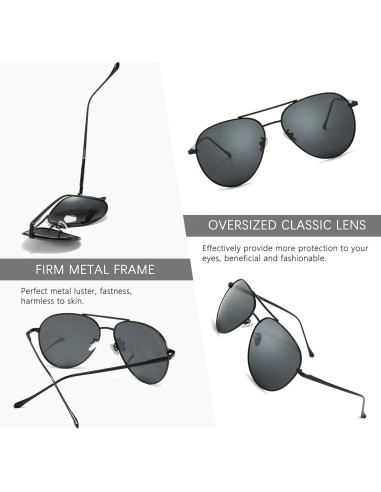 Gafas de sol oversized SUNGAIT - Lentes polarizados gris