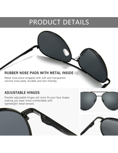 Gafas de sol oversized SUNGAIT - Lentes polarizados gris