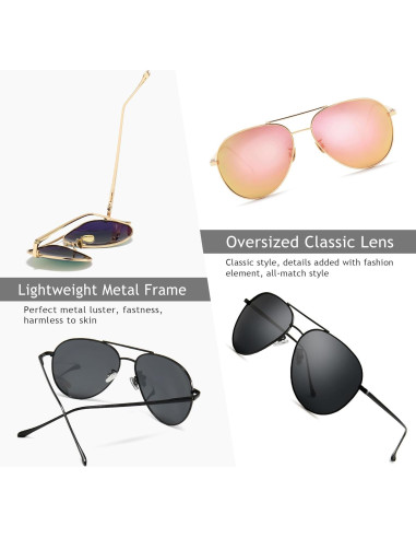 Gafas de sol aviador SUNGAIT - 2 pares polarizados ligeras