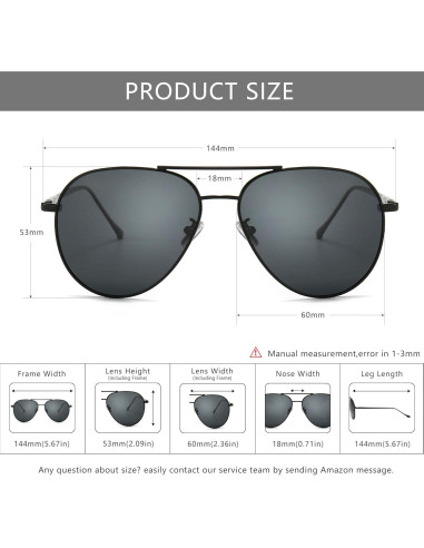 Gafas de sol oversized SUNGAIT - Lentes polarizados gris