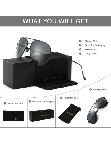 Gafas de sol oversized SUNGAIT - Lentes polarizados gris