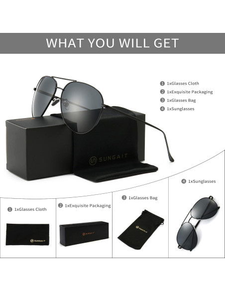 Gafas de sol oversized SUNGAIT - Lentes polarizados gris