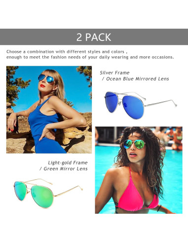 Gafas de sol aviador SUNGAIT - 2 pares polarizados ligeros