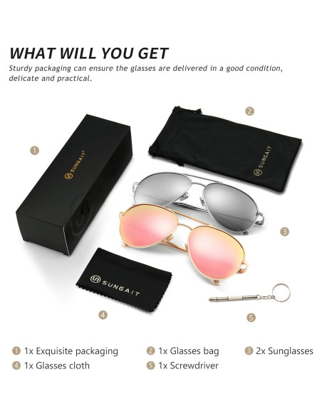 Gafas de sol oversized SUNGAIT - Lentes polarizados UV 100%