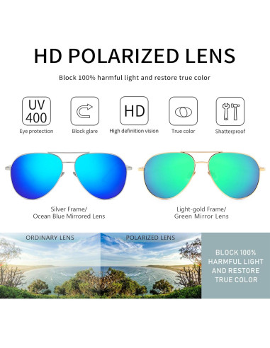 Gafas de sol aviador SUNGAIT - 2 pares polarizados ligeros