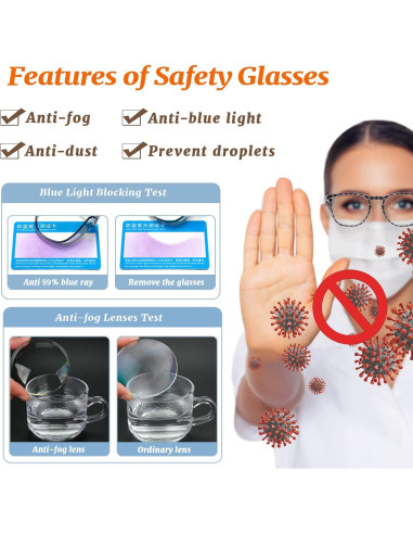 Gafas de Seguridad Antivaho BOBLUEON con Filtro Luz Azul