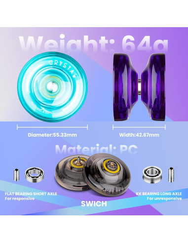 Paquete de 3 Yoyos K2 Crystal + 18 Cuerdas + Herramienta