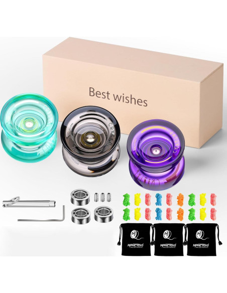 Paquete de 3 Yoyos K2 Crystal + 18 Cuerdas + Herramienta