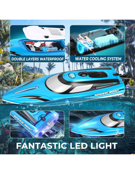 Barco RC BEZGAR HJ815 35,56 cm 25 KMH Azul para Niños y Adultos