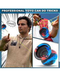 Yo-Yo Profesional HKSOD Metal 64g para Trucos - Negro Azul Rojo 2