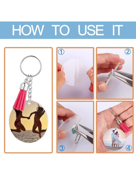 Kit de Llaveros Acrílicos en Blanco Lganze 120 pcs DIY