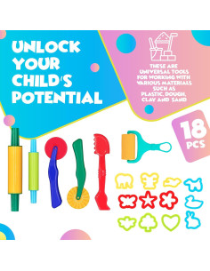 Juego de herramientas de modelado DIMROM 18 piezas para niños 2