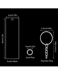 Juego de Llaveros Acrílicos TalyRob 144 Piezas DIY 2x8 cm 2