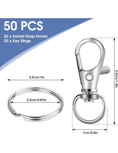 50 Ganchos de Garra de Langosta Metálicos HnoaTovy Plata 2
