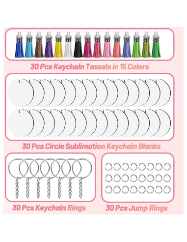 Conjunto de 120 Blanks para Llaveros Modacraft 5 cm Sublimación