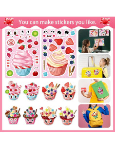 Stickers de Cupcake DUJAA 24 Hojas para Niños DIY 2