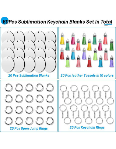 Kit de Llaveros de Sublimación Cruzix 80 PCS Redondos 5.08 cm