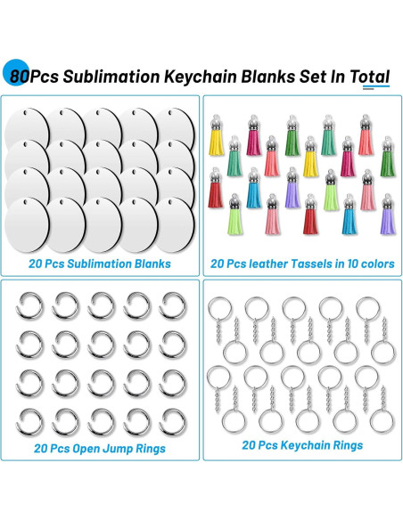 Kit de Llaveros de Sublimación Cruzix 80 PCS Redondos 5.08 cm
