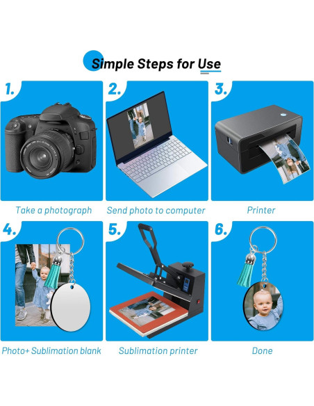 Kit de Llaveros de Sublimación Cruzix 80 PCS Redondos 5.08 cm