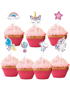 Adornos para Cupcakes Unicornio WERNNSAI 35 Piezas 2