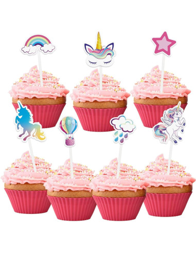 Adornos para Cupcakes Unicornio WERNNSAI 35 Piezas
