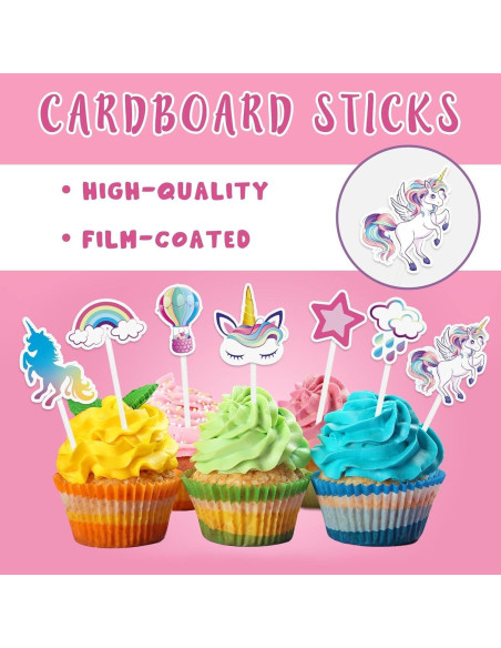 Adornos para Cupcakes Unicornio WERNNSAI 35 Piezas