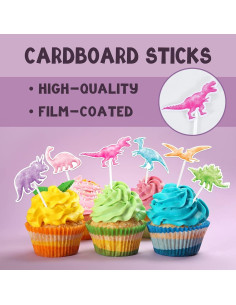 WERNNSAI 36 Pcs Decoraciones de Cupcake Dinosaurio Fiesta 2