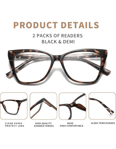 Gafas de lectura LKEYE ojo de gato 2.5D paquete de 2