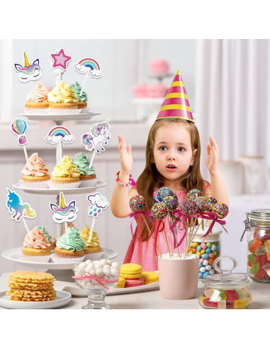 Adornos para Cupcakes Unicornio WERNNSAI 35 Piezas