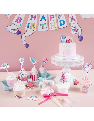 Adornos para Cupcakes Unicornio WERNNSAI 35 Piezas