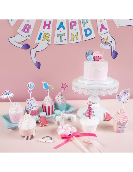 Adornos para Cupcakes Unicornio WERNNSAI 35 Piezas