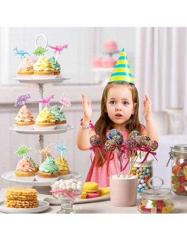 WERNNSAI 36 Pcs Decoraciones de Cupcake Dinosaurio Fiesta