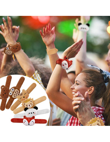 24 Pulseras de Golpe de Animales de Peluche XIPEGPA 6 Estilos