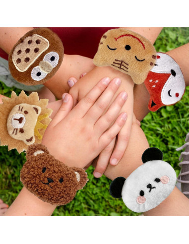 24 Pulseras de Golpe de Animales de Peluche XIPEGPA 6 Estilos
