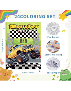 BenLouis 24 Libros para Colorear Camiones Monstruo Niños 2