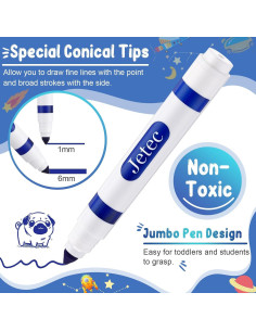 Marcadores Lavables Janlaugh 60 Pcs Punta Cónica Azul 2