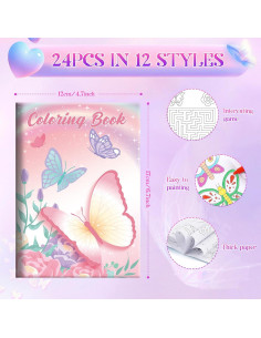 BenLouis 24 Libros de Colorear Mariposa para Niños 2