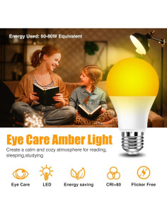 Bombillas LED Ámbar Neporal 4PK 9W Luz Suave 1800K 2