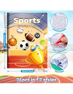 BenLouis 24 Libros de Colorear Mini Deportivos + 24 Crayones 2