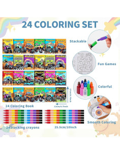 BenLouis 24 Libros para Colorear Camiones Monstruo Niños 2