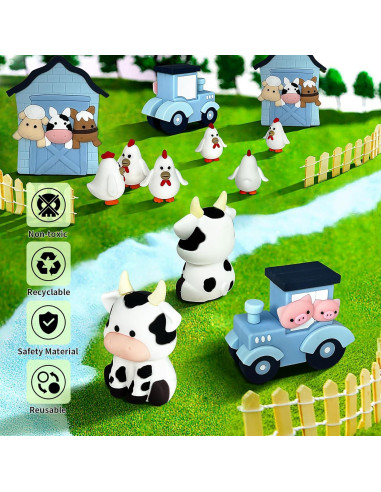 6 PCS Decoraciones de Pastel de Granja Zafena Azul