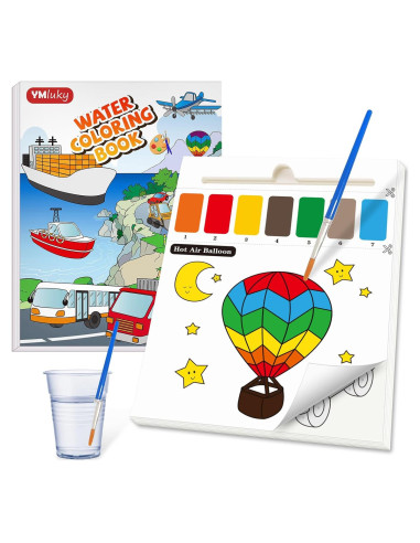 Libro para Pintar con Agua YMluky - Transporte - 20 Páginas