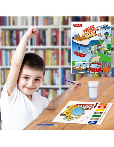 Libro para Pintar con Agua YMluky - Transporte - 20 Páginas