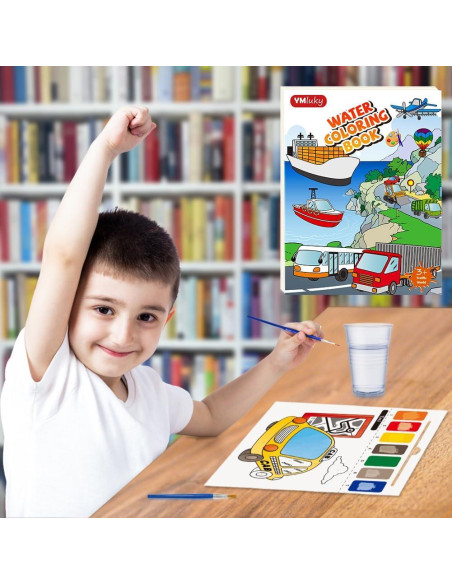 Libro para Pintar con Agua YMluky - Transporte - 20 Páginas