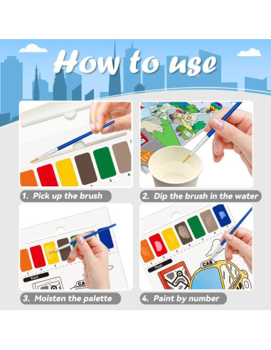 Libro para Pintar con Agua YMluky - Transporte - 20 Páginas