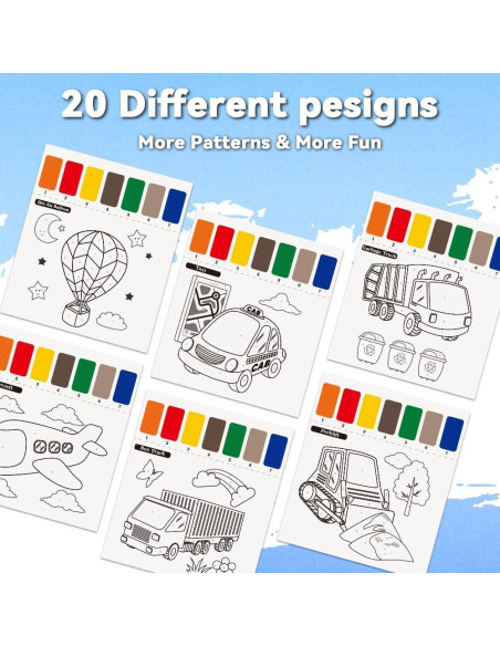 Libro para Pintar con Agua YMluky - Transporte - 20 Páginas