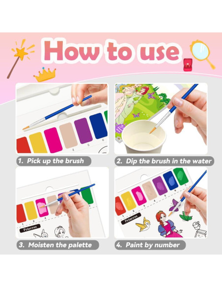 Libro para Pintar con Agua Princesa YMluky 20 Páginas